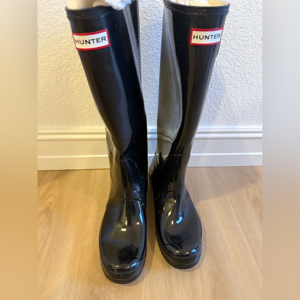 Hunter Glossy Black Tall Boots